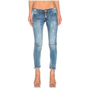 ONE TEASPOON Super Duper Skinny Jeans Low Rise Distressed Raw Hem Size 24